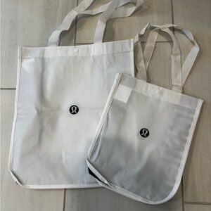 New! Bundle of Lululemon White & Black Logo Tote Bags, large & small tote